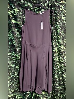 prologue leather dress Prologue Dark Brown Midi Dress